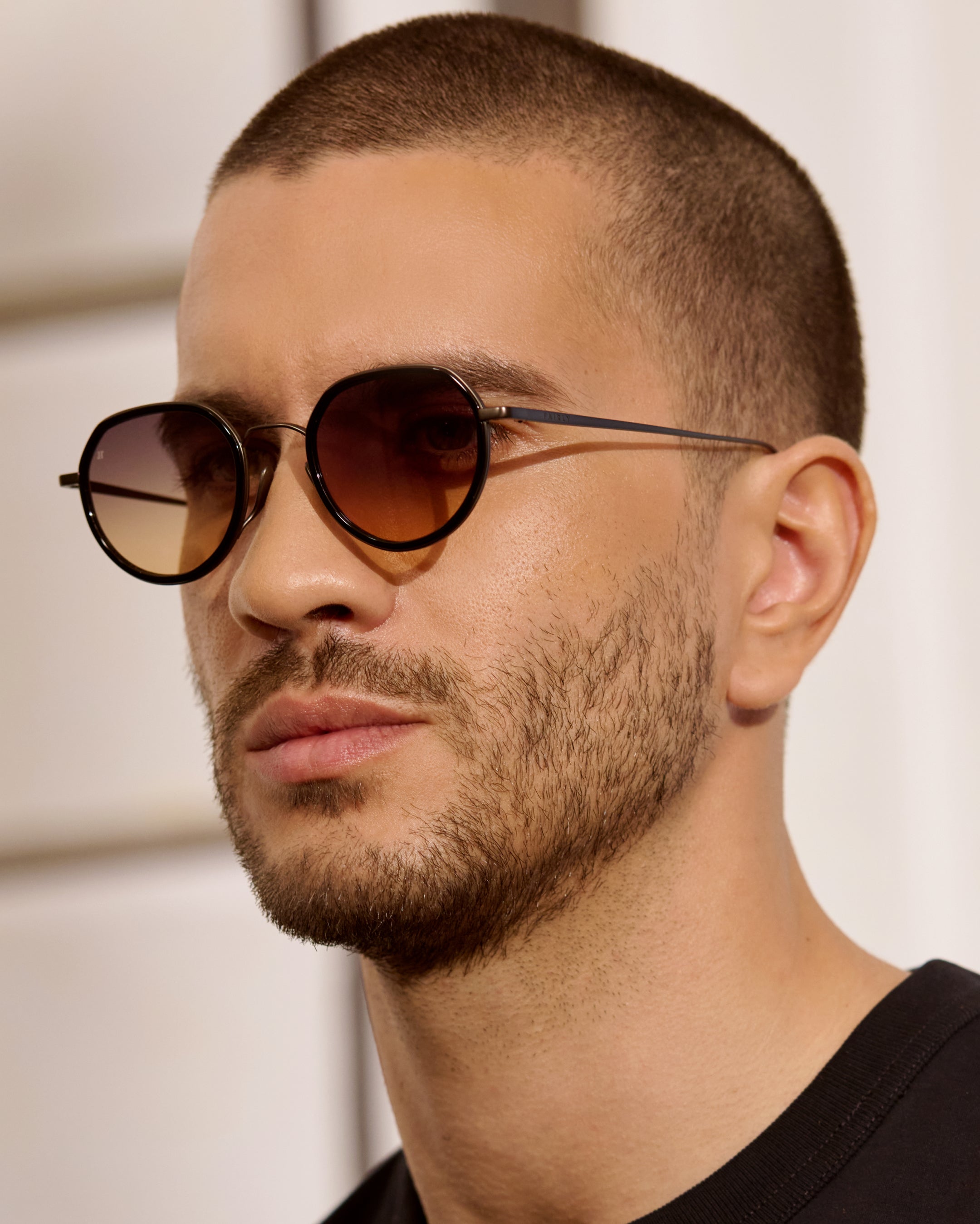 jimmy-fairly-la-spiaggia-lunettes-de-soleil-rondes-noires-titane-homme-taille-m image 4
