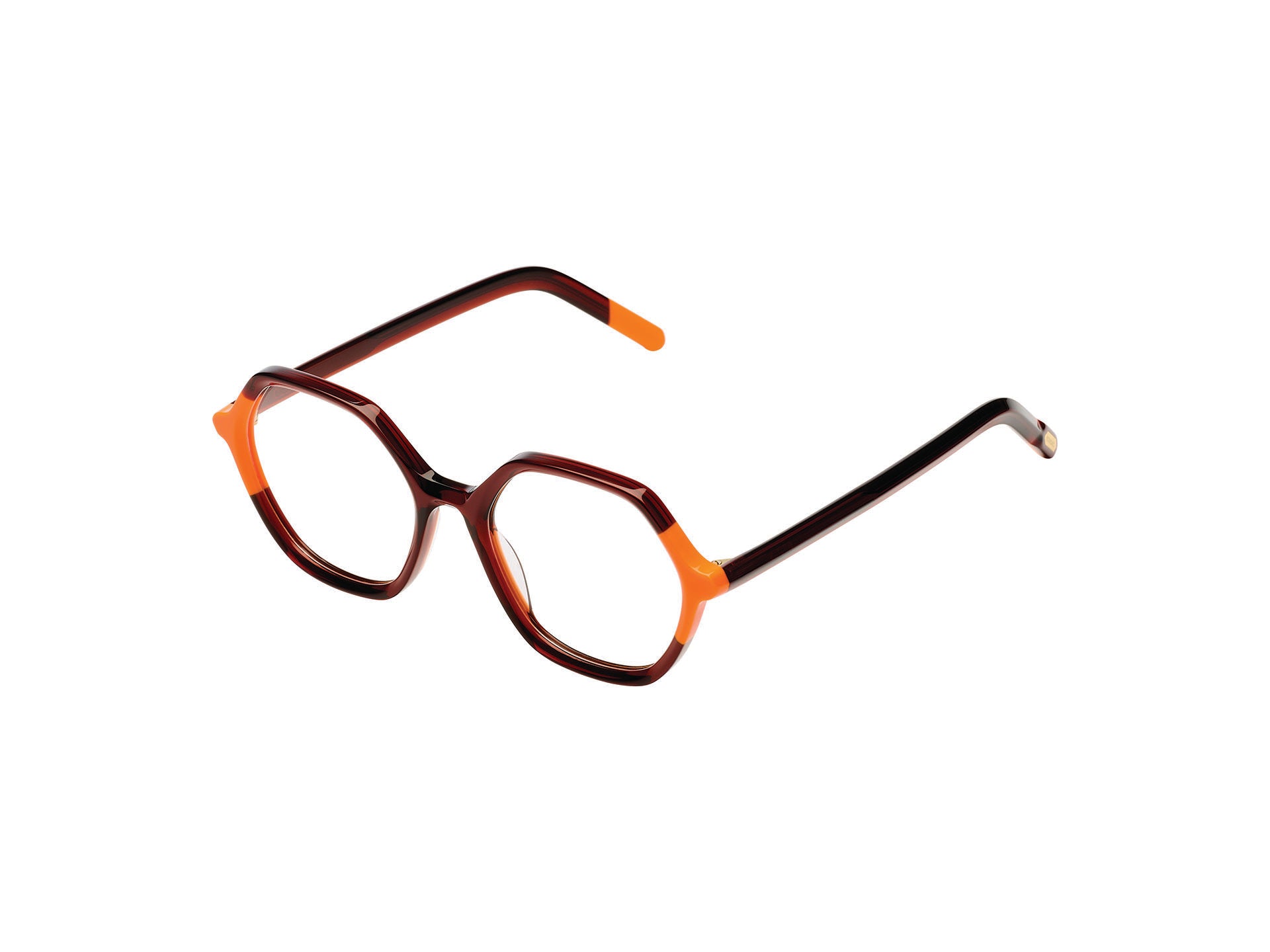 komono-lara-neon-orange-copper-lunettes-de-vue-hexagonales-de-la-collection-next image 2