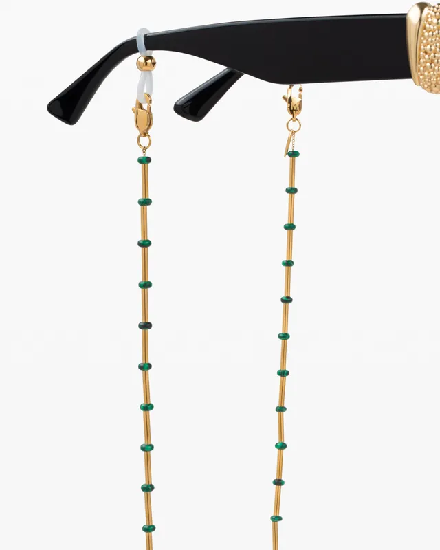 jimmy-fairly-cha-ne-lunettes-en-acier-inoxydable-plaqu-or-18-carats-malachite-67 image 1