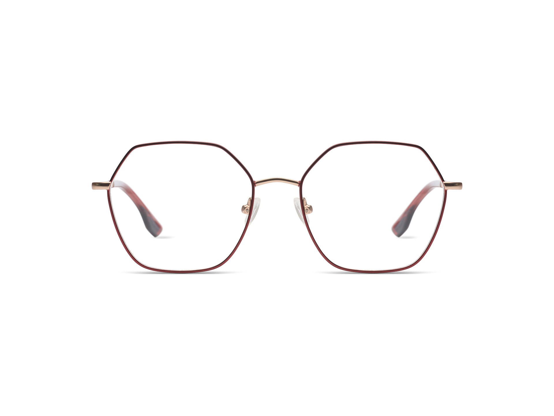 komono-nora-rose-gold-matte-maroon-lunettes-de-vue-hexagonales image 3