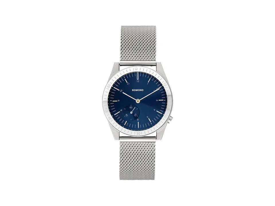montre-komono-ray-legacy-mesh-silver-blue-plong-e-chrono image 1