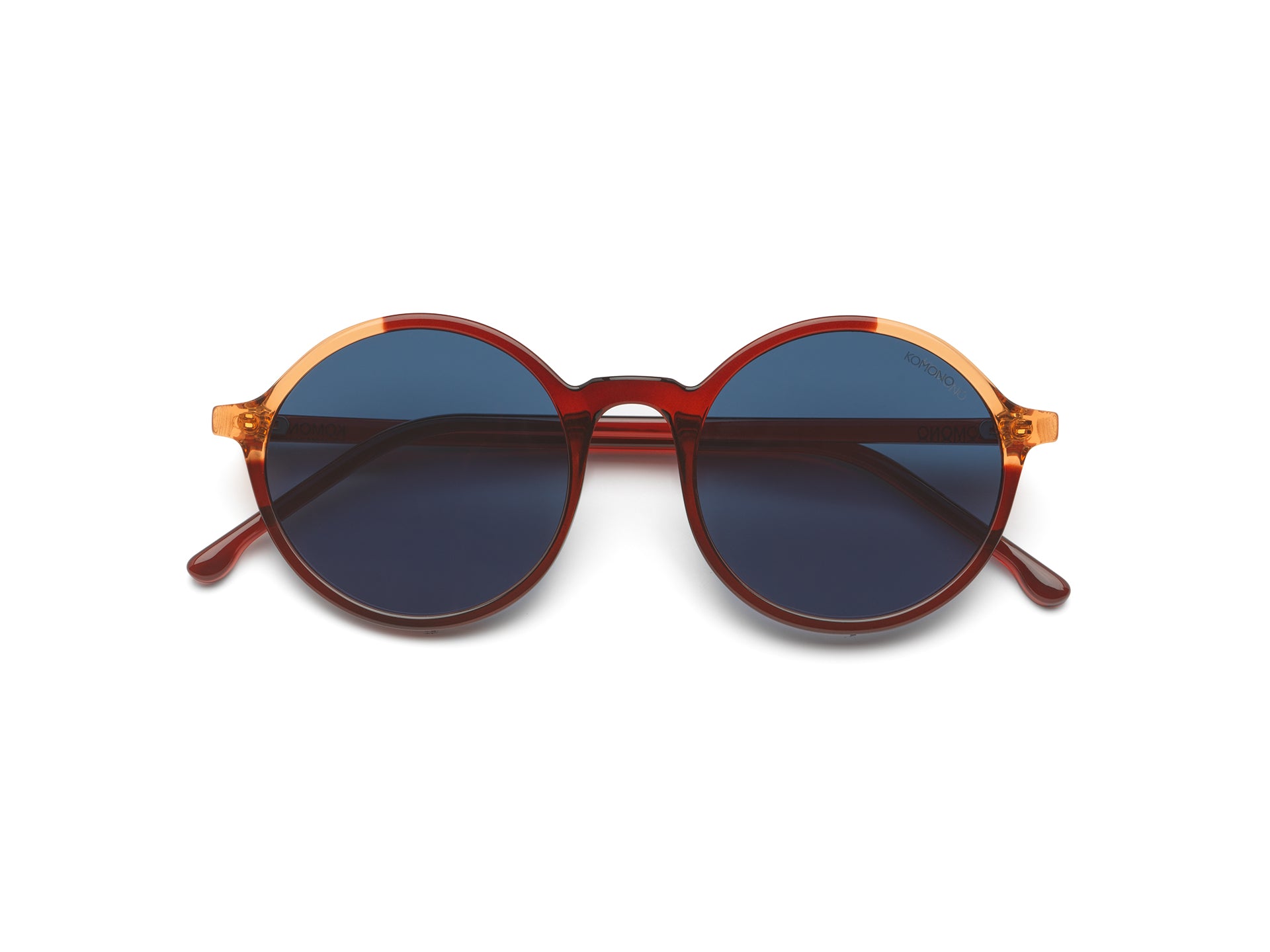 komono-madison-burgundy-coral-lunettes-de-soleil-rondes-bio-nylon image 1