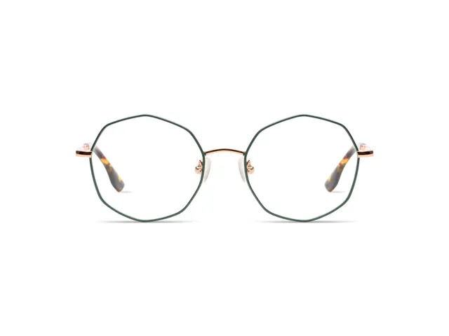 komono-sofia-slims-rose-gold-sage-lunettes-de-vue-octogonales-acier-inoxydable image 1