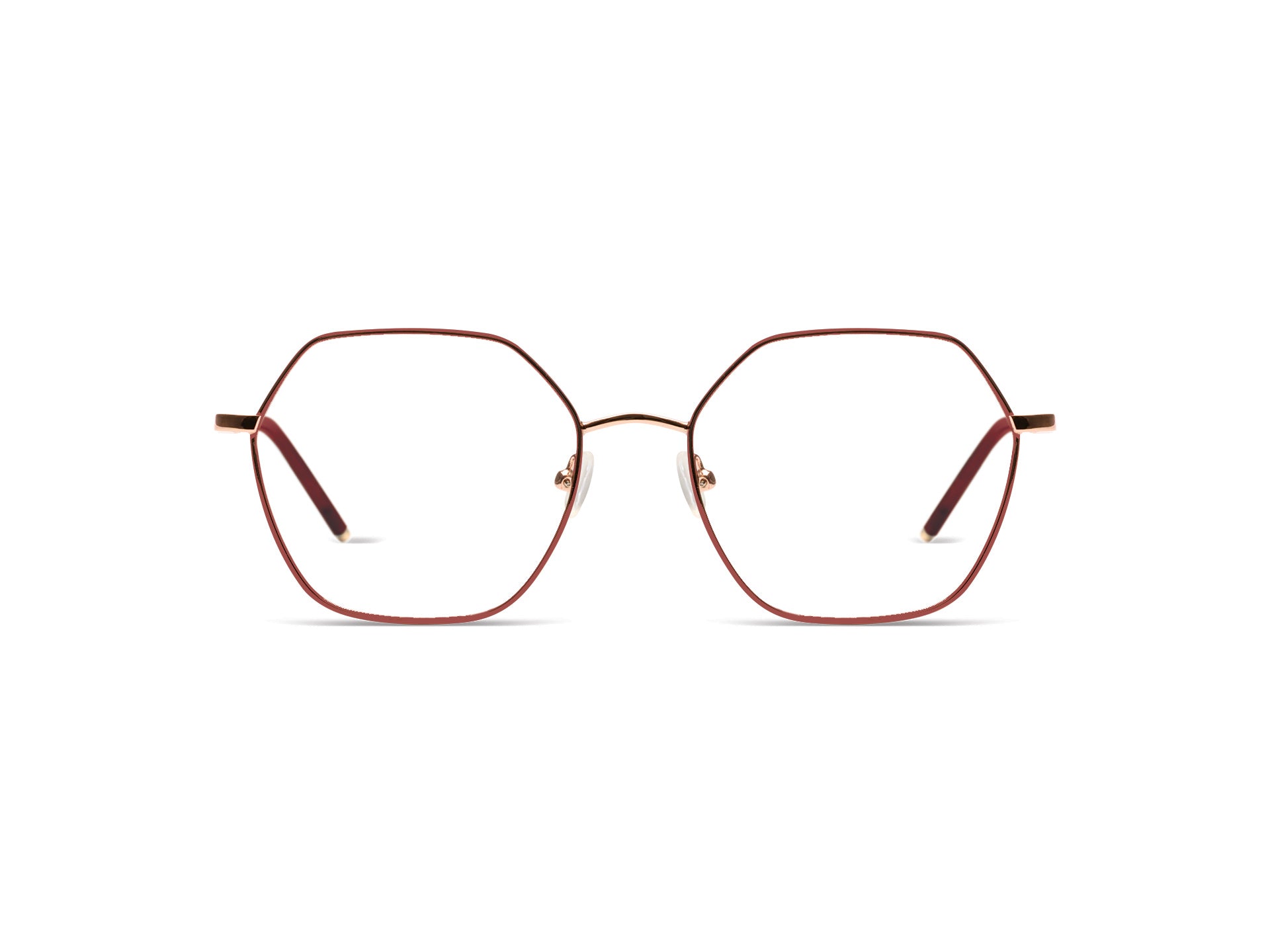komono-nora-rose-gold-matte-maroon-lunettes-de-vue-hexagonales image 1