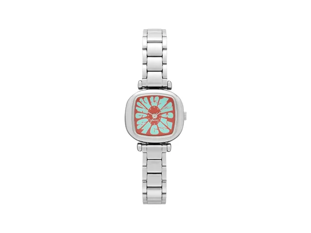 komono-moneypenny-flower-tire-teal-red-montre-xs-acier-inoxydable-bracelet-tire- image 1