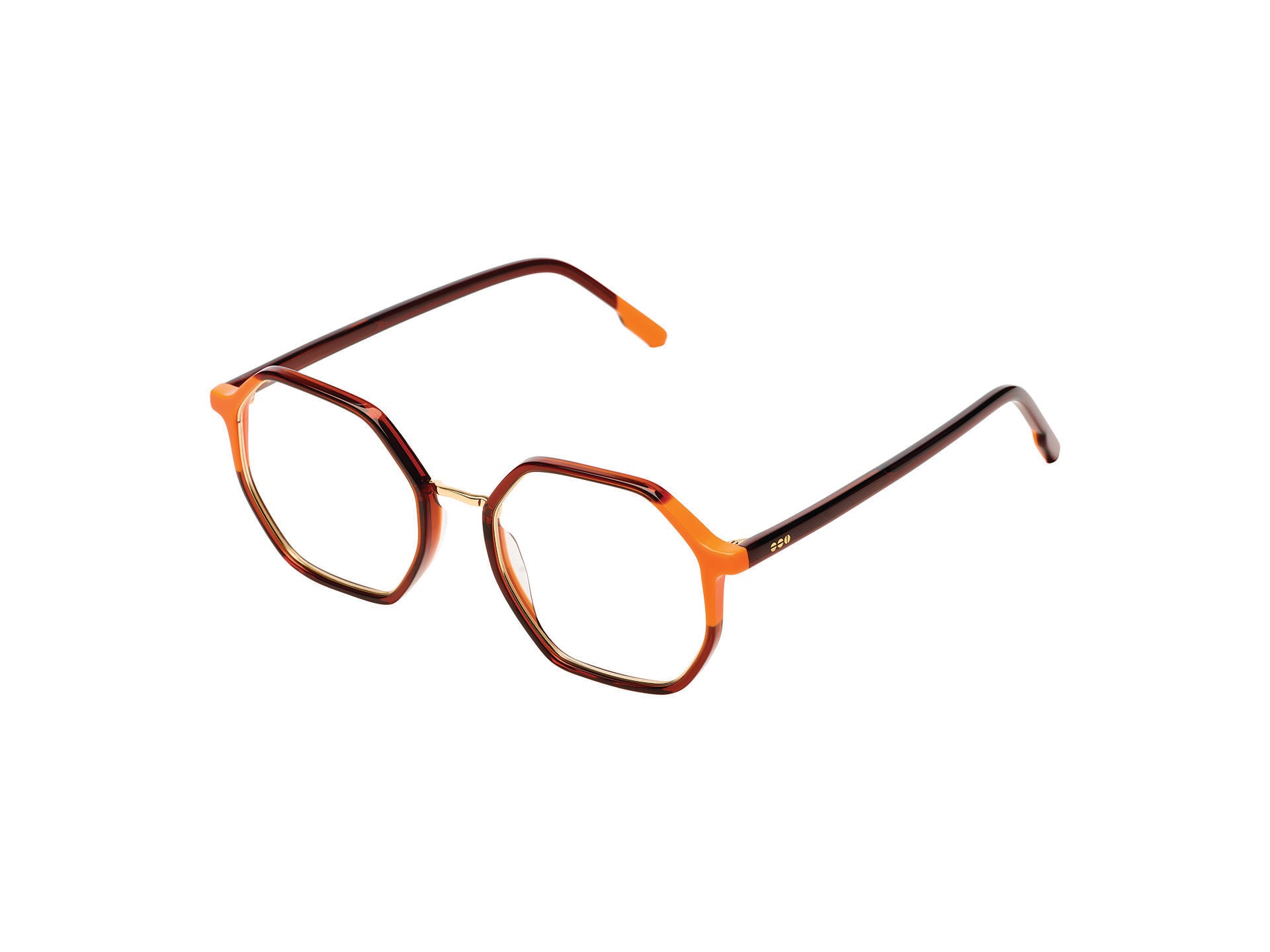 komono-idris-neon-orange-copper-white-gold-lunettes-de-vue-octogonales-oversize image 2