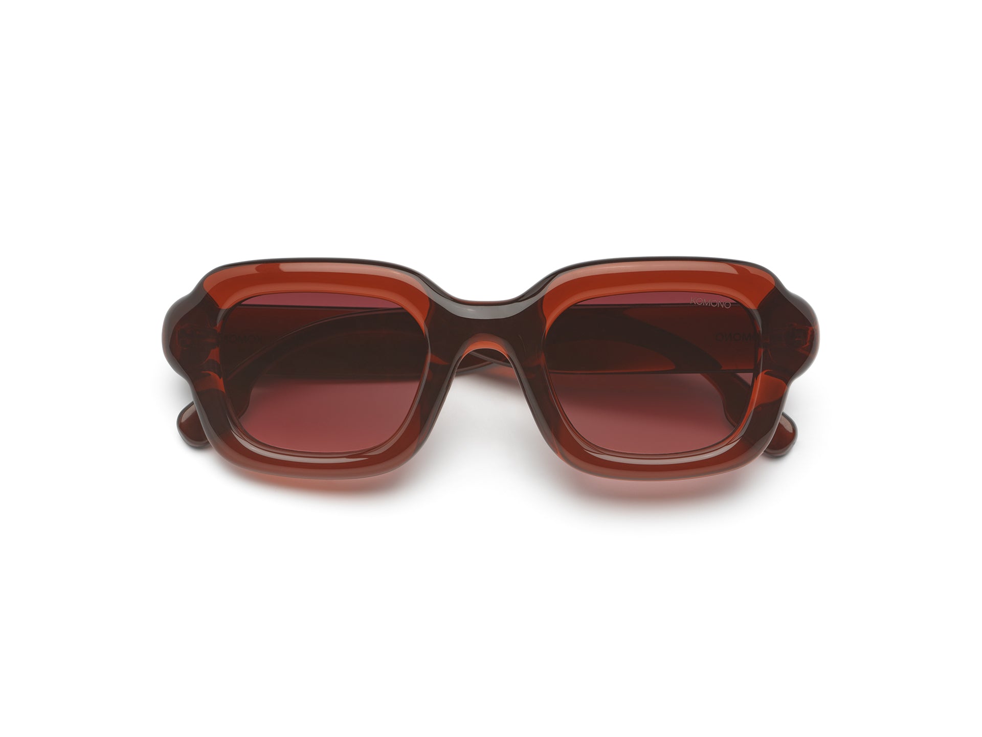 komono-miles-ruby-lunettes-de-soleil-rectangulaires-translucides-rouge image 1