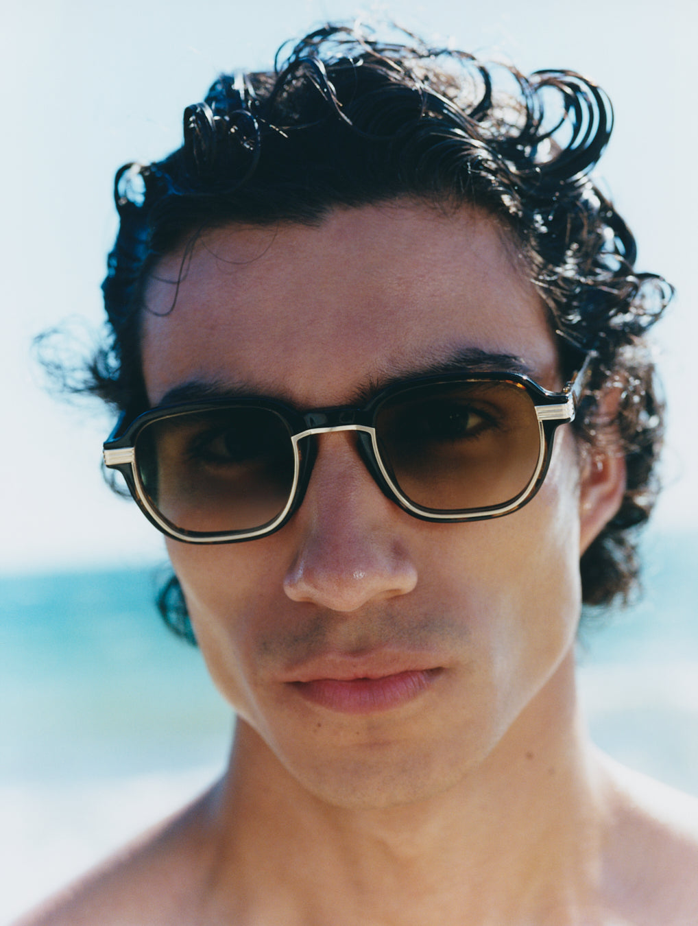 jimmy-fairly-la-wax-lunettes-de-soleil-carr-es-caille-fonc-e-en-ac-tate-verres-c image 2