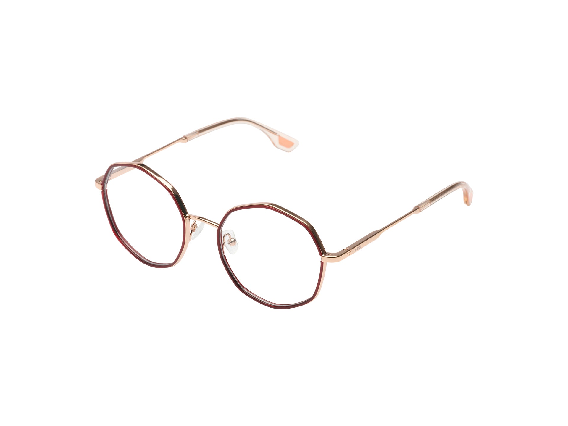komono-sofia-burgundy-rose-gold-lunettes-de-vue-en-acier-inoxydable image 2