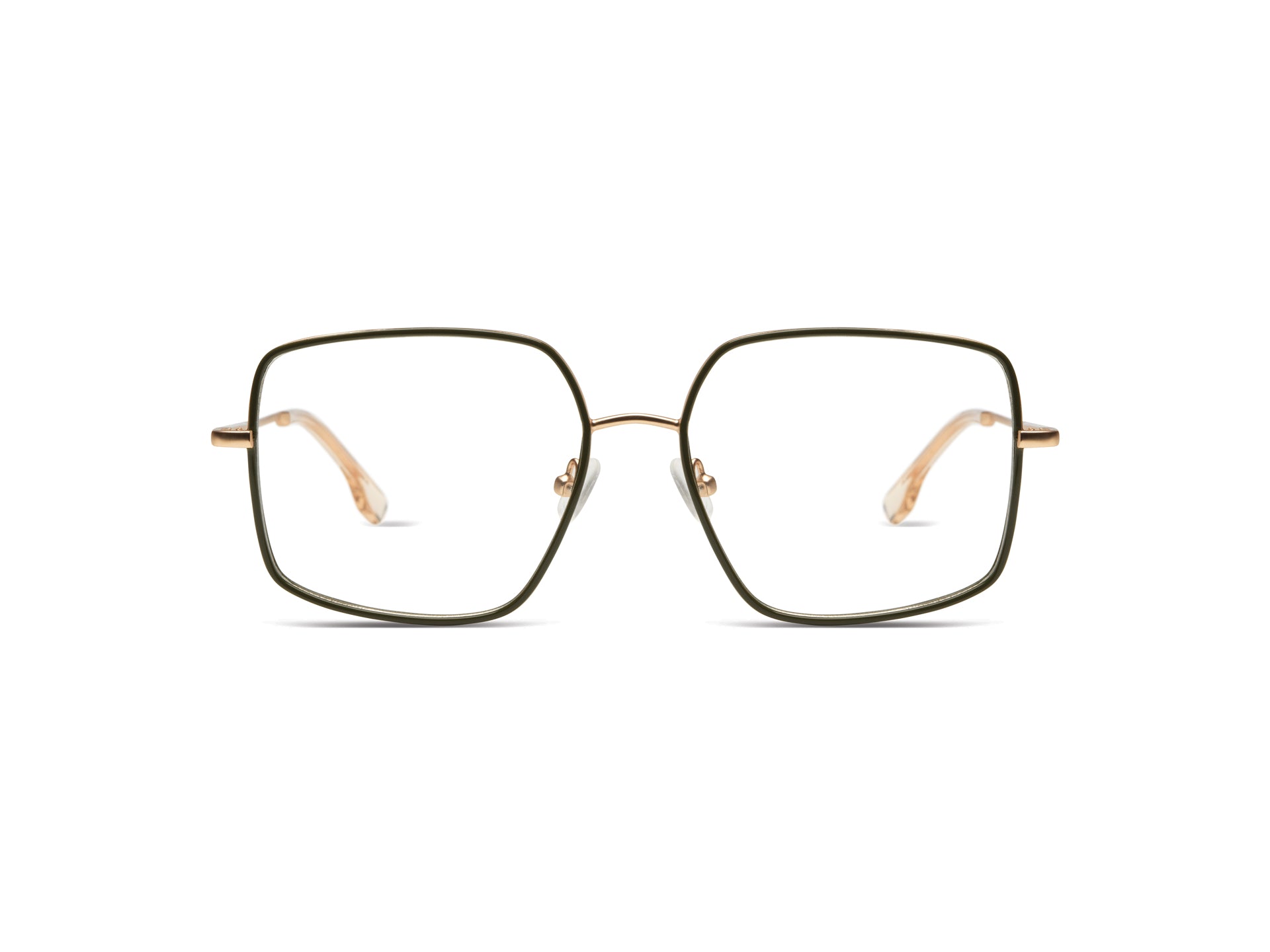 komono-amelia-kaki-rose-gold-matte-lunettes-de-vue-oversize-acier-inoxydable image 1