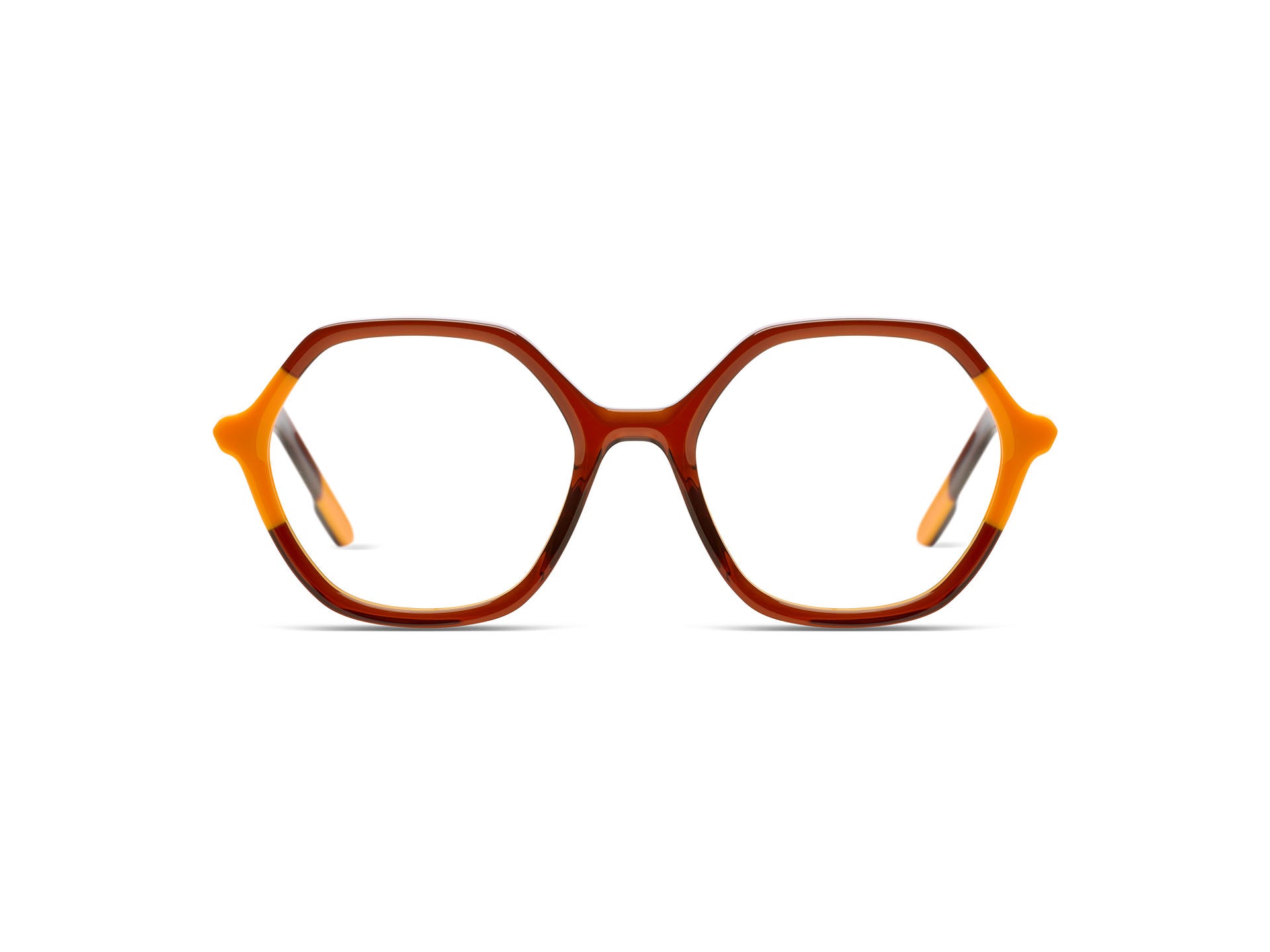 komono-lara-neon-orange-copper-lunettes-de-vue-hexagonales-de-la-collection-next image 1