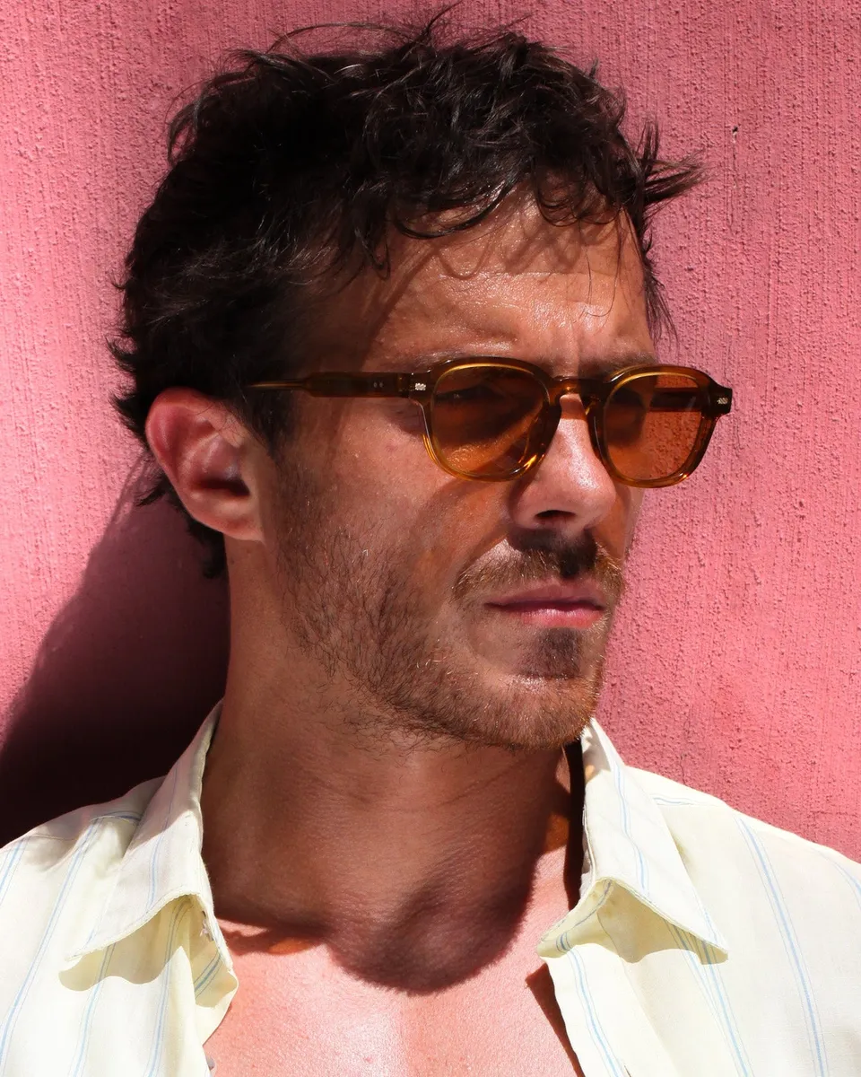 le-petit-lunetier-harold-miel-solaire-lunettes-de-soleil-r-tro-en-ac-tate-caille image 1