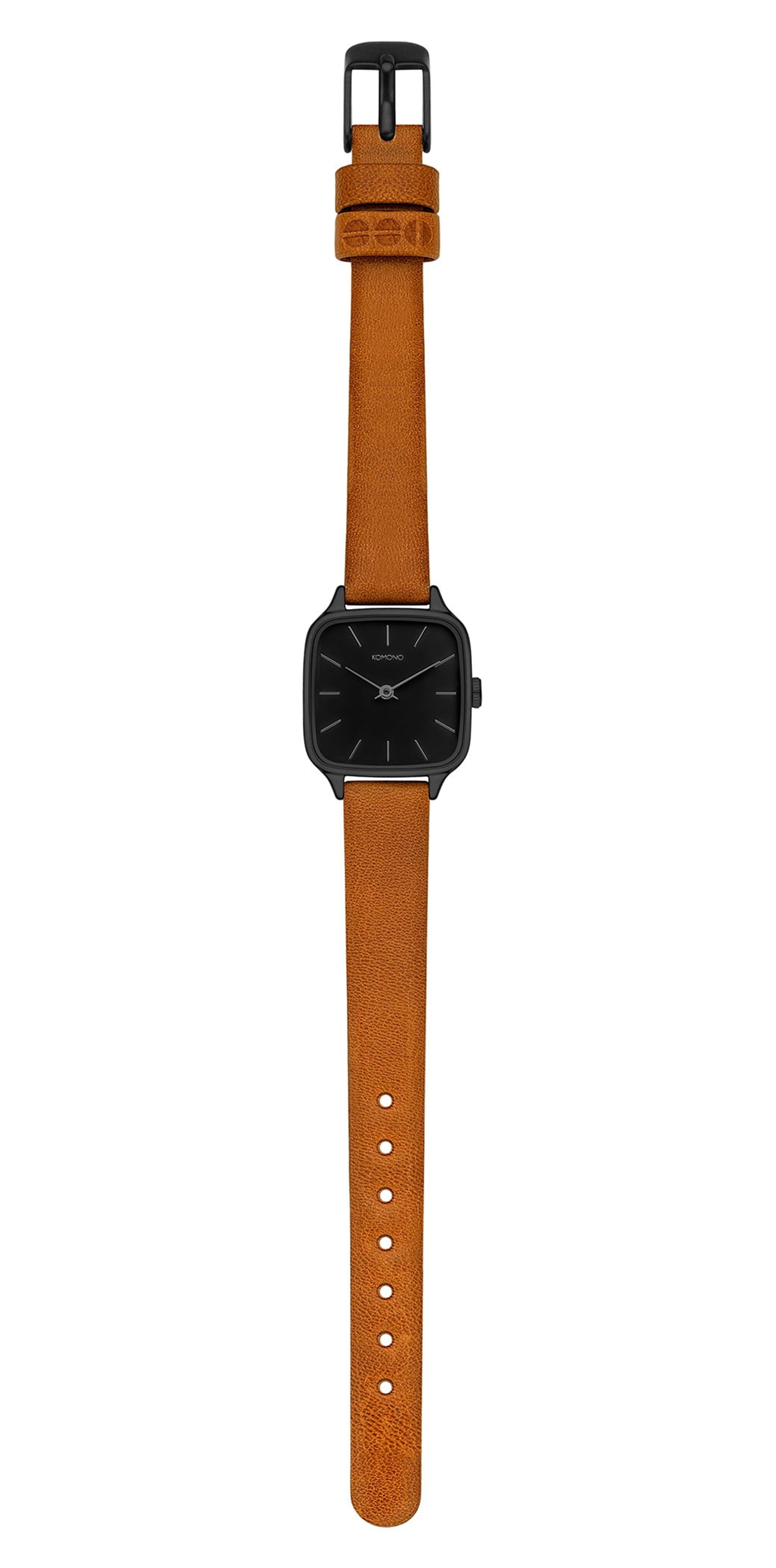 komono-kate-black-cognac-montre-architecturale-pour-femme-bracelet-noir-et-cogna image 4