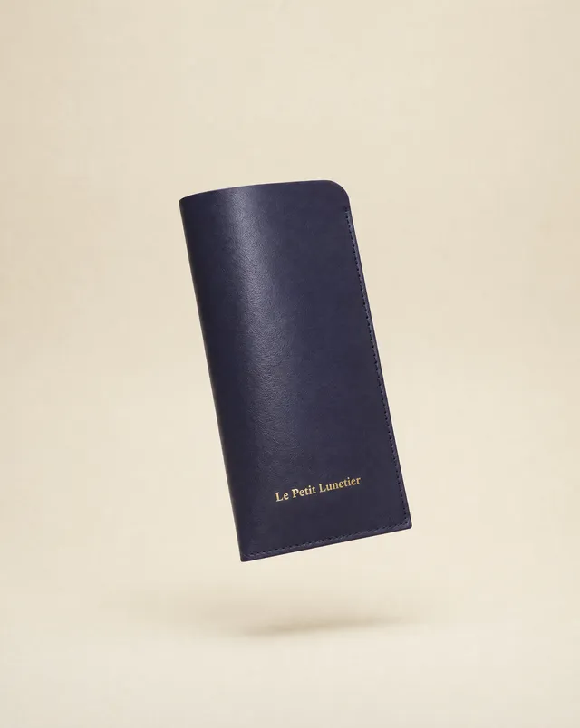 le-petit-lunetier-pochette-bleue-en-cuir-tui-souple-pour-lunettes image 1