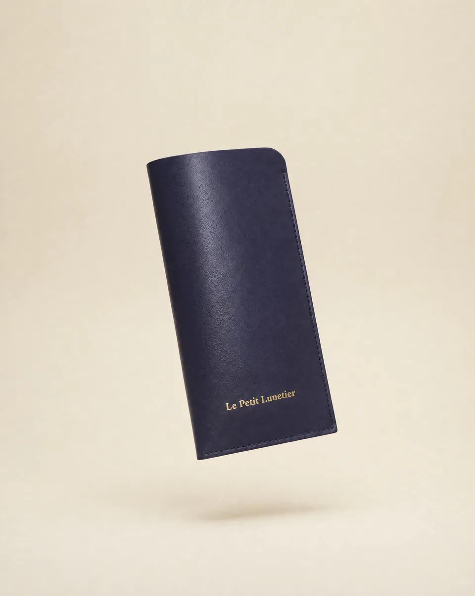 le-petit-lunetier-pochette-bleue-en-cuir-tui-souple-pour-lunettes image 1