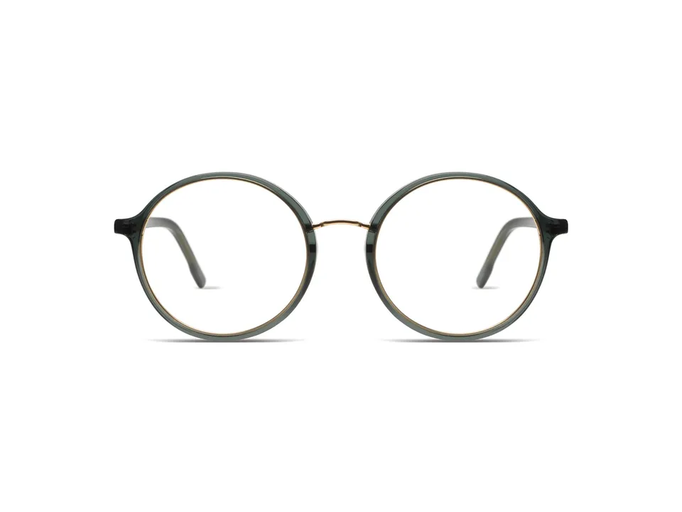 komono-alvie-emerald-rose-gold-matte-lunettes-de-vue-rondes-mixte-acier-ac-tate image 1