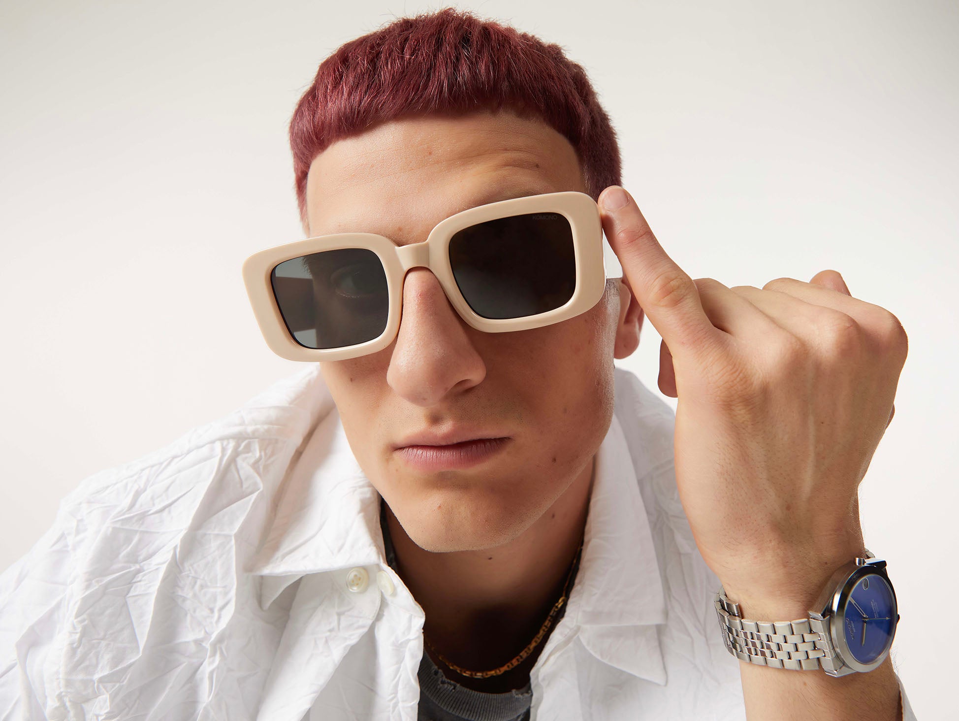 komono-harvey-avery-almond-lunettes-de-soleil-rectangulaires-bio-nylon image 3