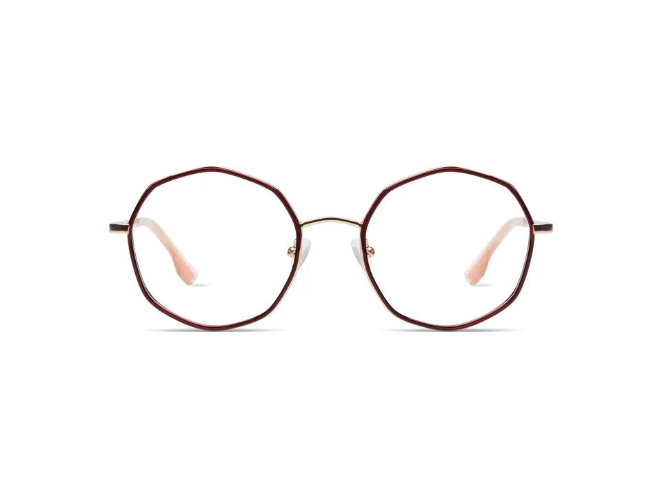 komono-sofia-burgundy-rose-gold-lunettes-de-vue-en-acier-inoxydable image 1
