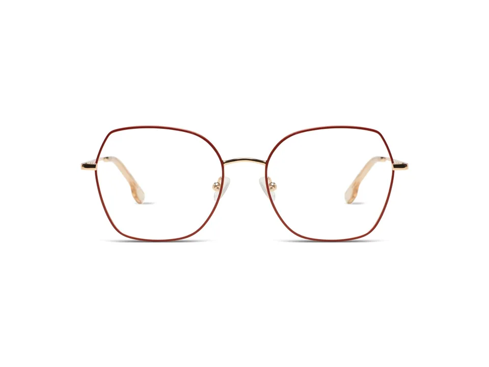 komono-dana-brick-rose-gold-glossy-lunettes-de-vue-papillon-en-ac-tate-et-acier- image 1