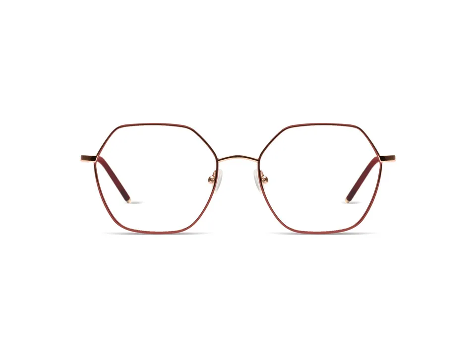 komono-nora-rose-gold-matte-maroon-lunettes-de-vue-hexagonales image 1