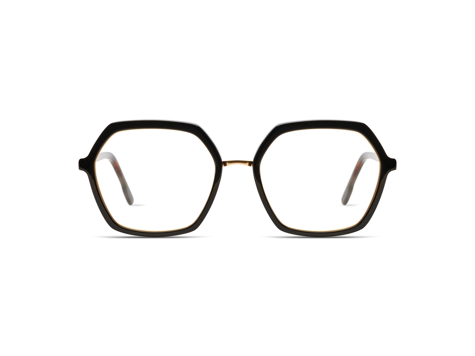 komono-paige-black-havana-whitegold-lunettes-de-vue-hexagonales-oversize image 1