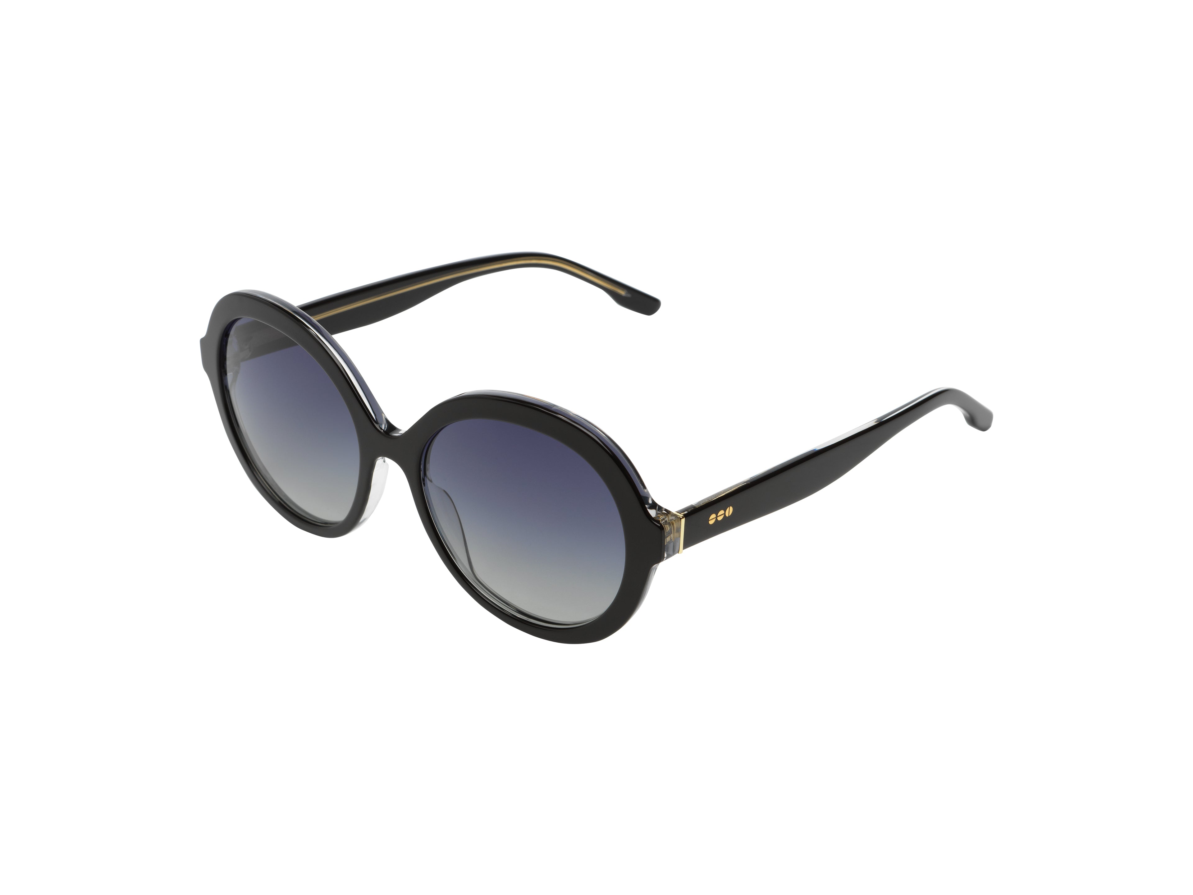 komono-misty-black-clear-white-gold-lunettes-de-soleil-rondes-oversize-polaris-e image 2
