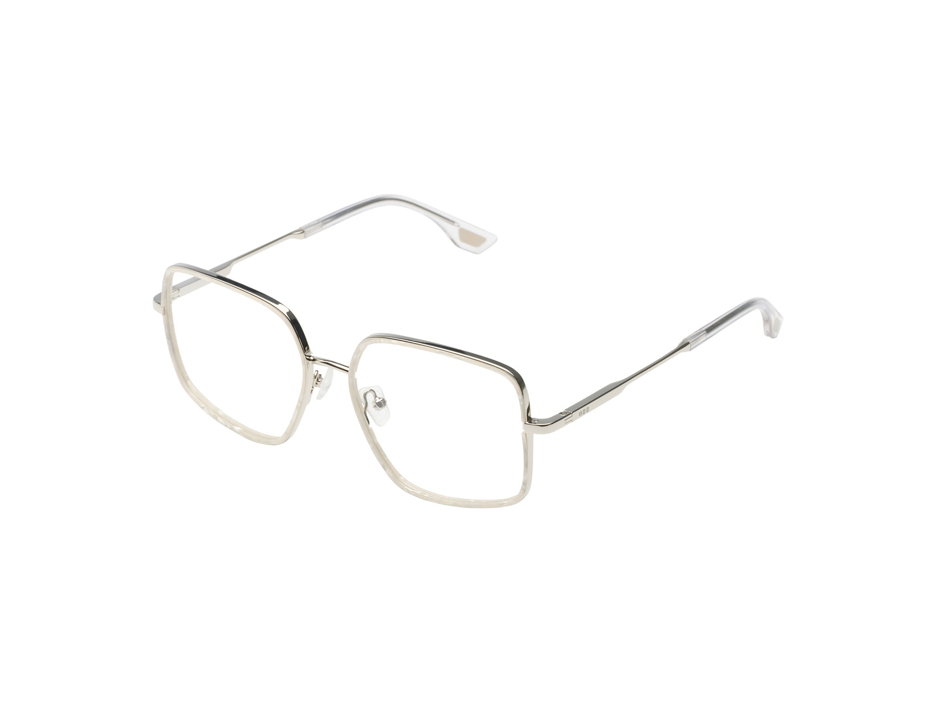 komono-amelia-white-shell-silver-monture-optique-acier-inoxydable-blanc-nacr image 2
