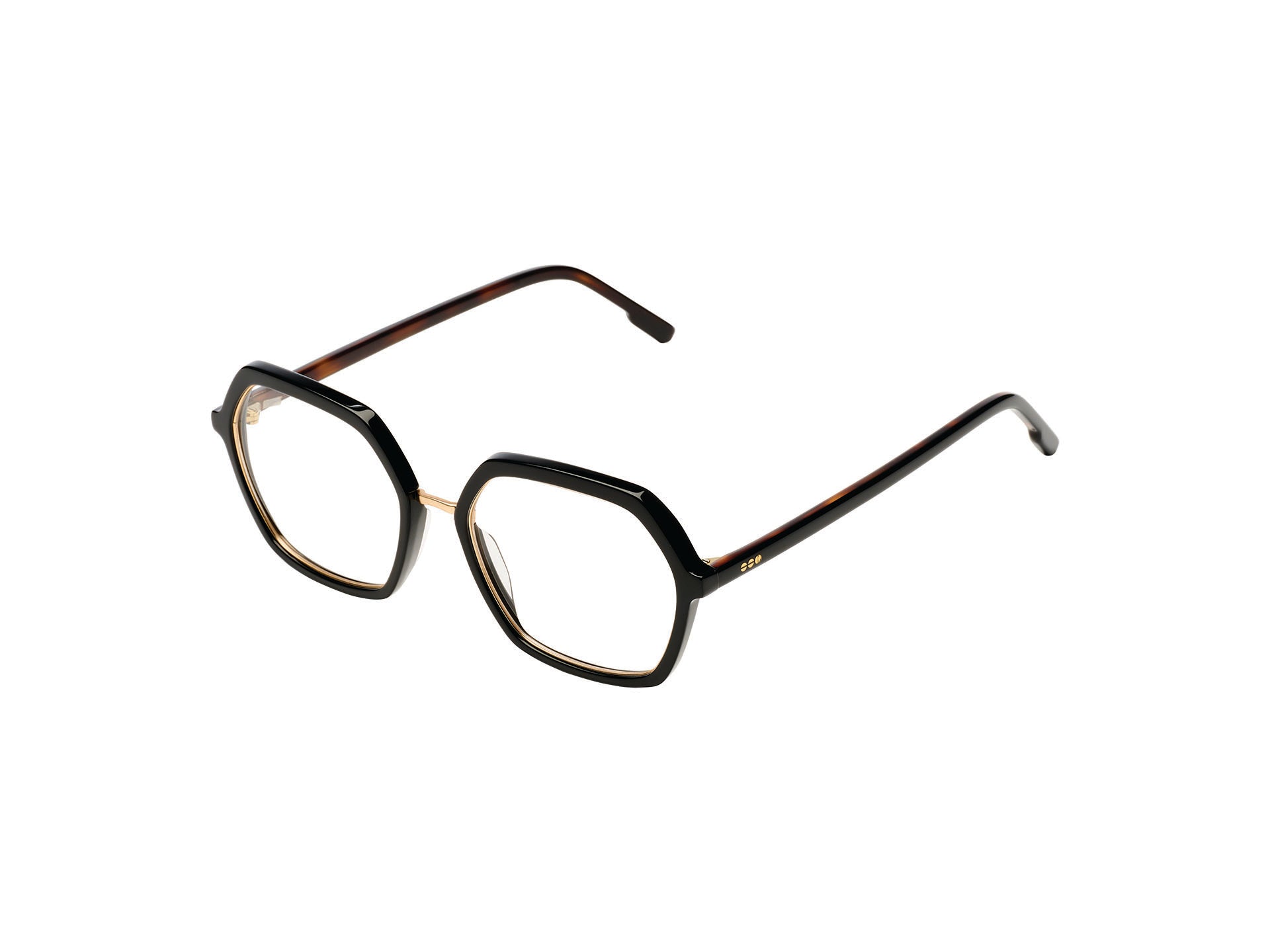 komono-paige-black-havana-whitegold-lunettes-de-vue-hexagonales-oversize image 2