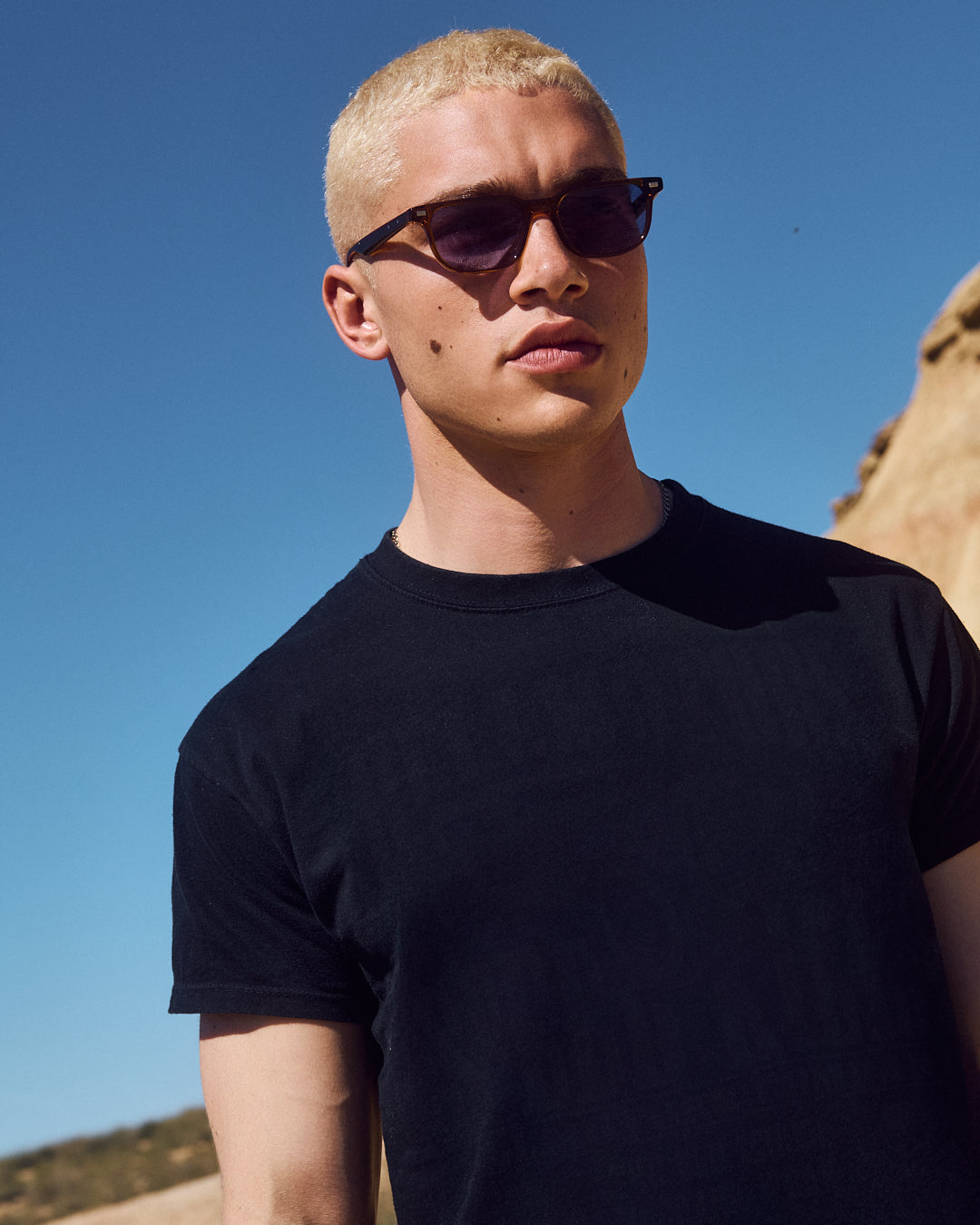 jimmy-fairly-la-ray-lunettes-de-soleil-homme-rectangulaires-marron-effet-paille- image 2