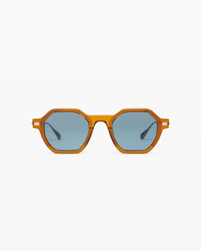 jimmy-fairly-la-telio-lunettes-de-soleil-hexagonales-homme-marron-visage-fin image 1