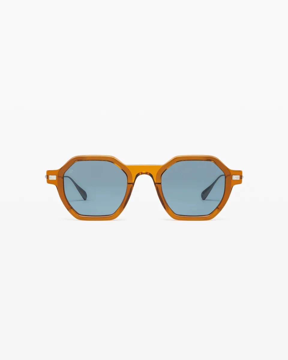 jimmy-fairly-la-telio-lunettes-de-soleil-hexagonales-homme-marron-visage-fin image 1
