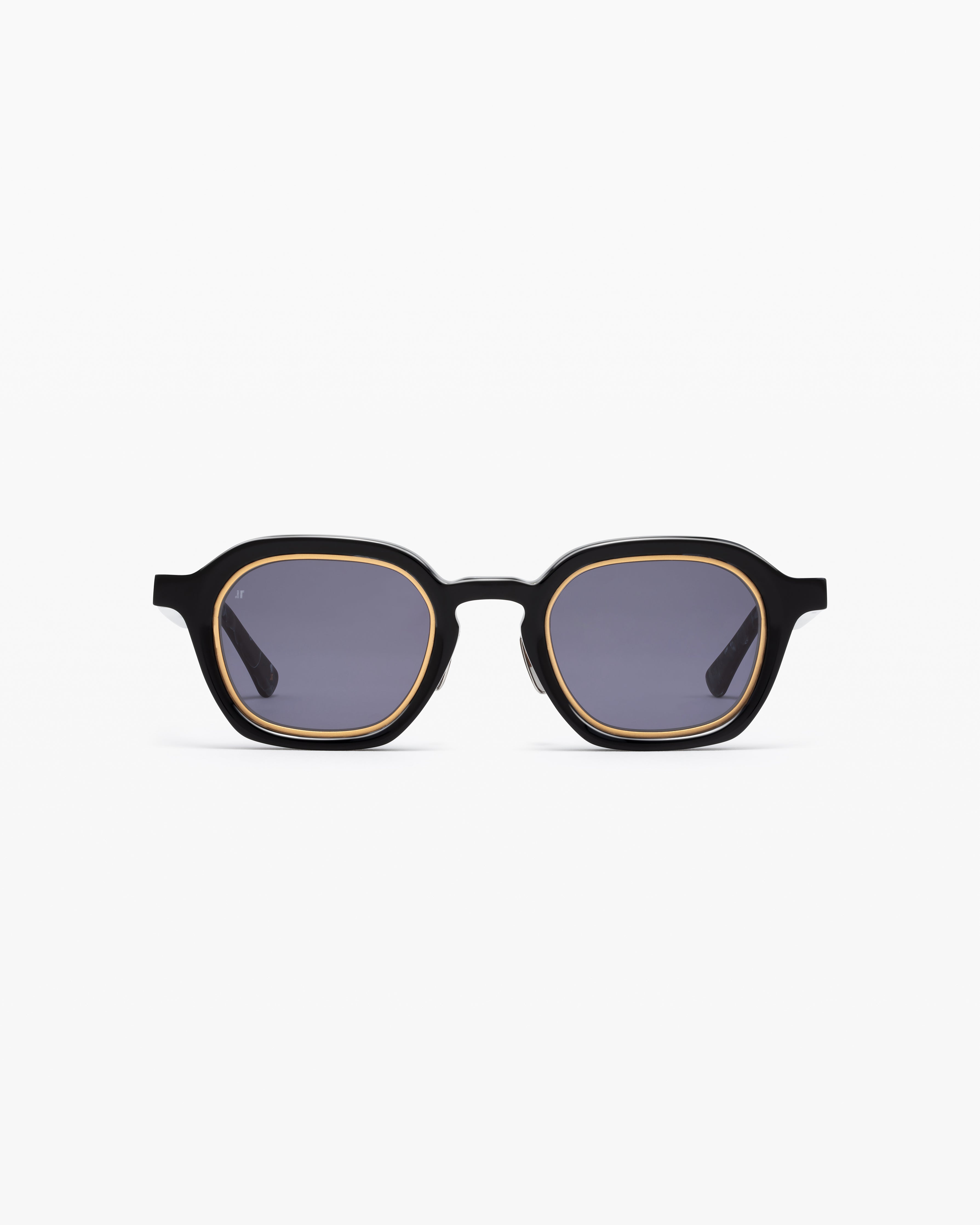 jimmy-fairly-la-cory-lunettes-de-soleil-carr-es-noires-m-tal-dor image 1