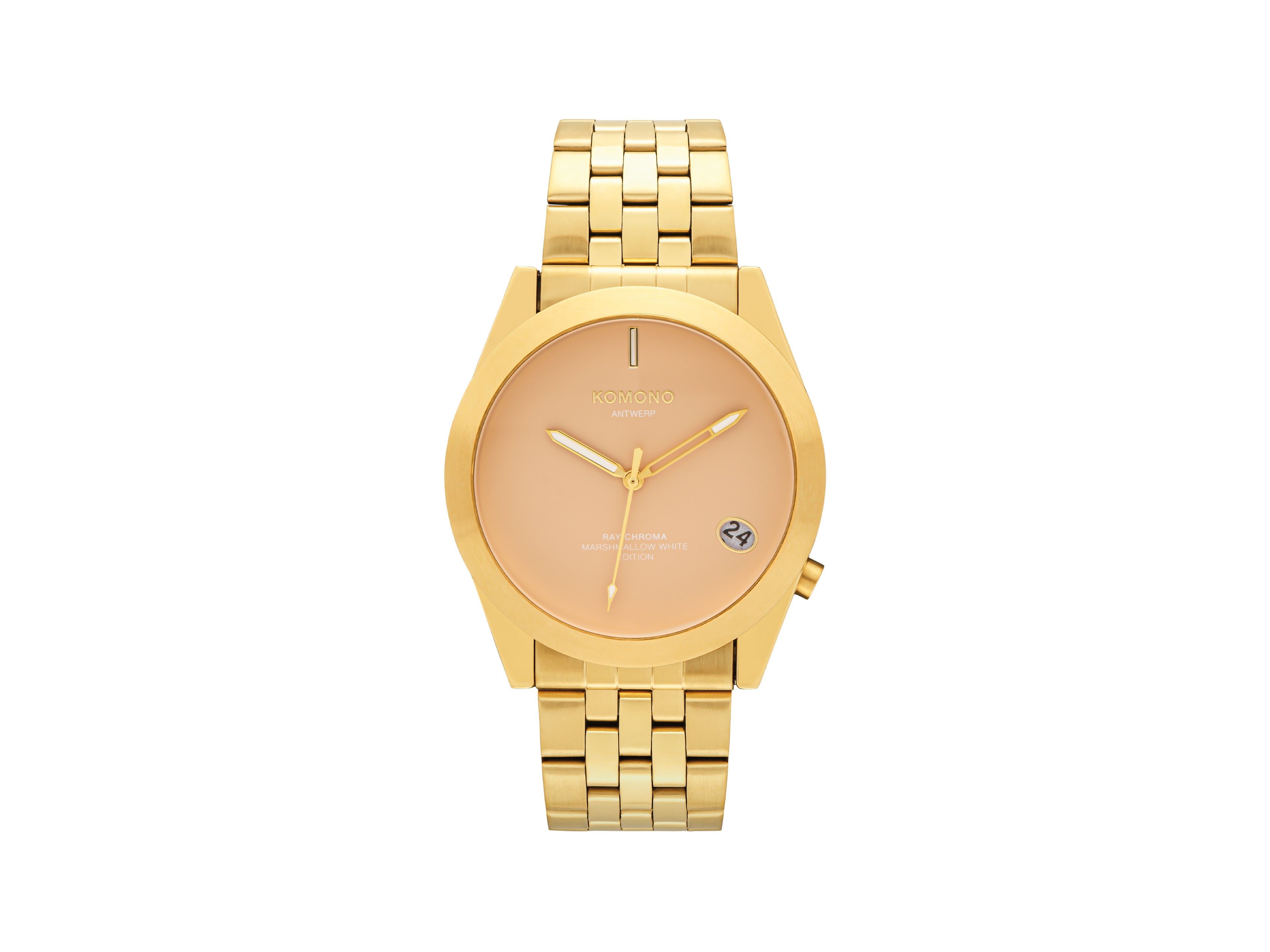 komono-ray-chroma-estate-gold-marshmallow-montre-avec-fen-tre-de-date-jaune-tran image 1