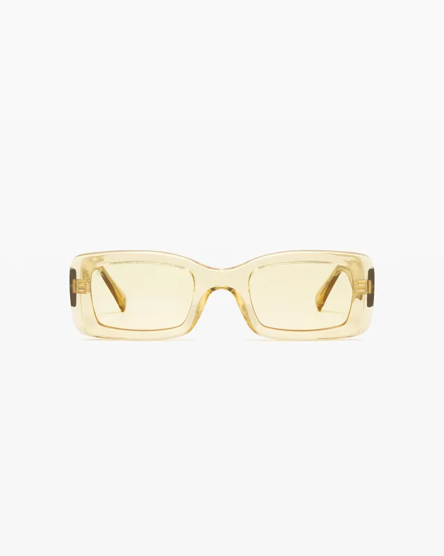 jimmy-fairly-la-elva-lunettes-de-soleil-rectangulaire-jaune-medium-femme-visage- image 1