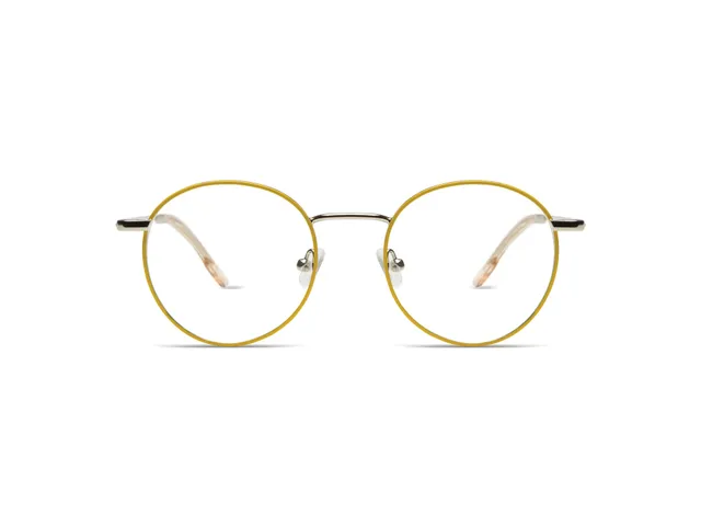 komono-pete-slims-lemon-silver-glossy-lunettes-de-vue-rondes-en-acier-inoxydable image 1