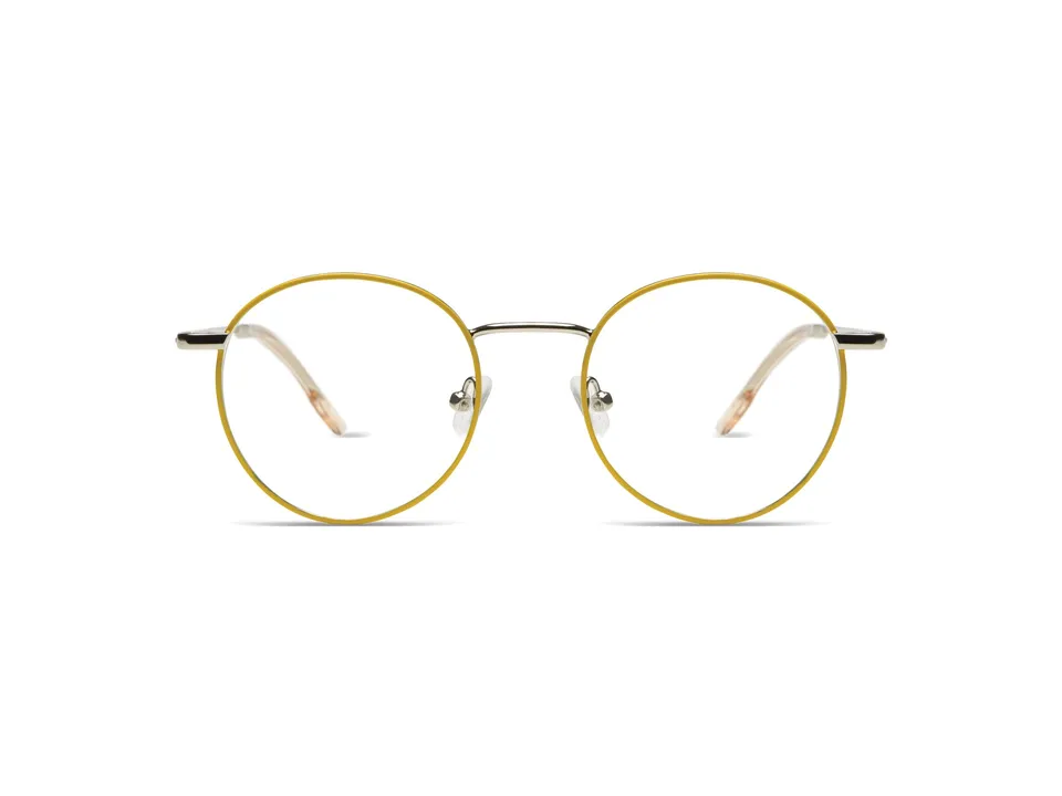 komono-pete-slims-lemon-silver-glossy-lunettes-de-vue-rondes-en-acier-inoxydable image 1