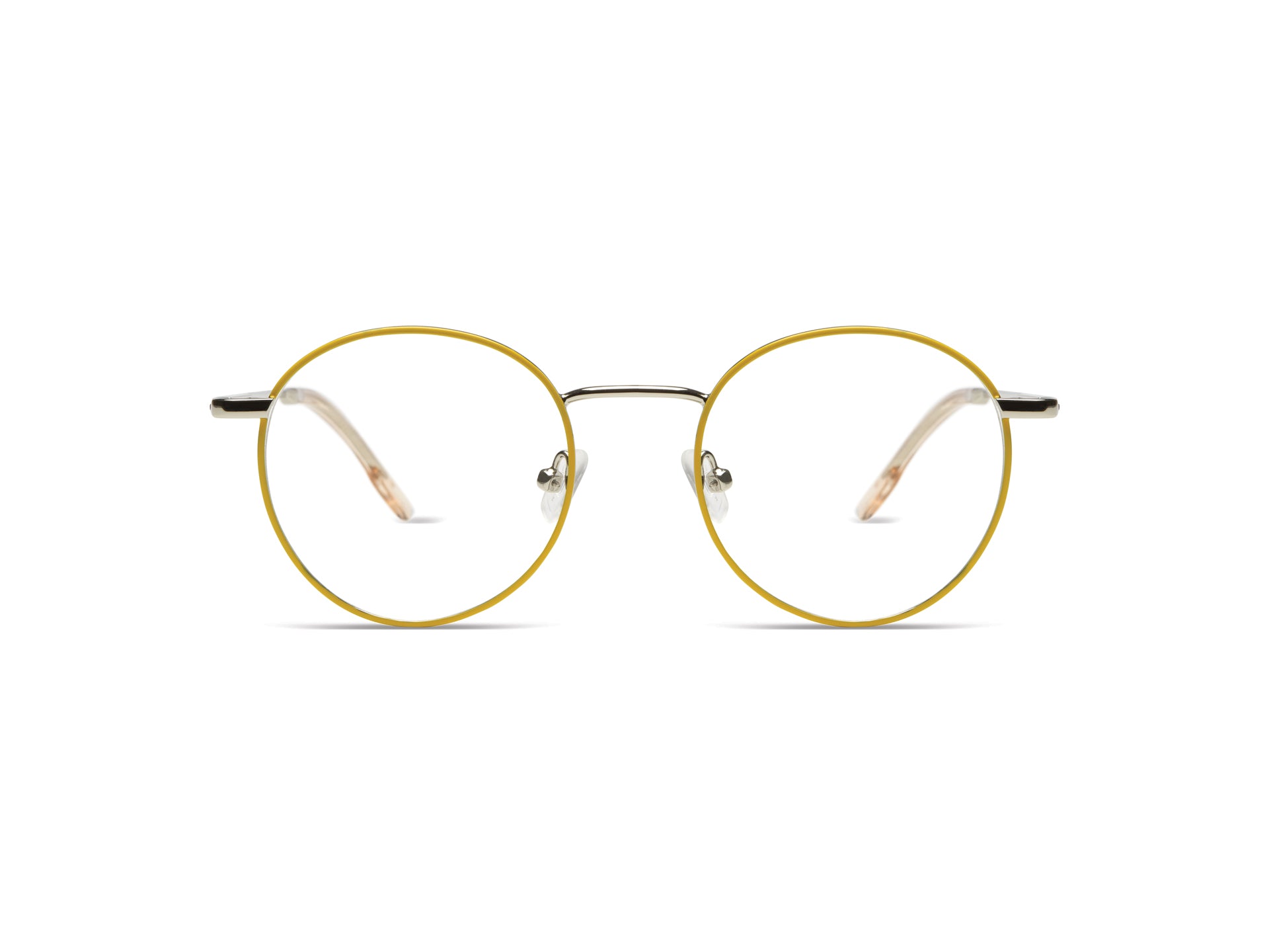 komono-pete-slims-lemon-silver-glossy-lunettes-de-vue-rondes-en-acier-inoxydable image 1