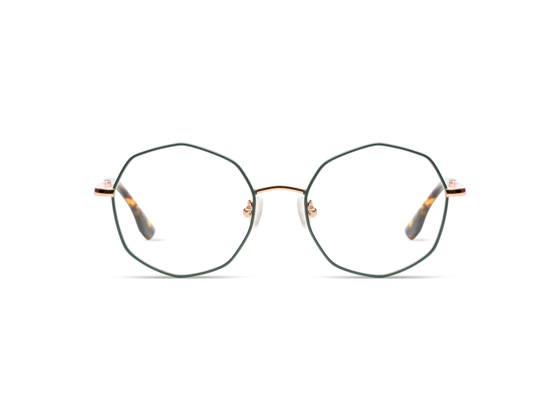 komono-sofia-slims-rose-gold-sage-lunettes-de-vue-octogonales-acier-inoxydable image 1