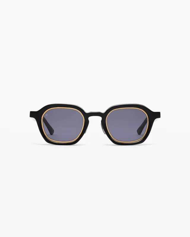 jimmy-fairly-la-cory-lunettes-de-soleil-carr-es-noires-m-tal-dor image 1