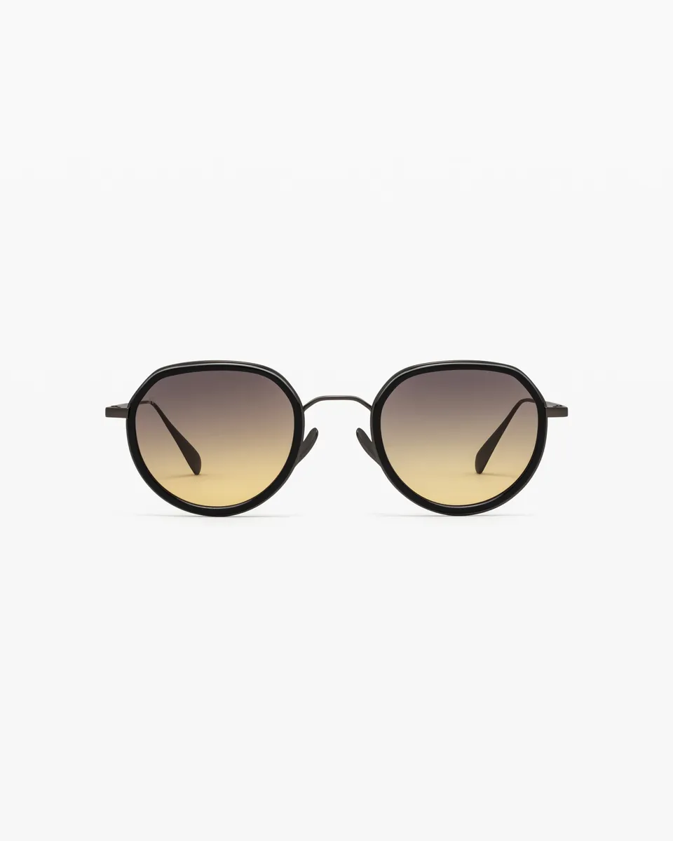 jimmy-fairly-la-spiaggia-lunettes-de-soleil-rondes-noires-titane-homme-taille-m image 1