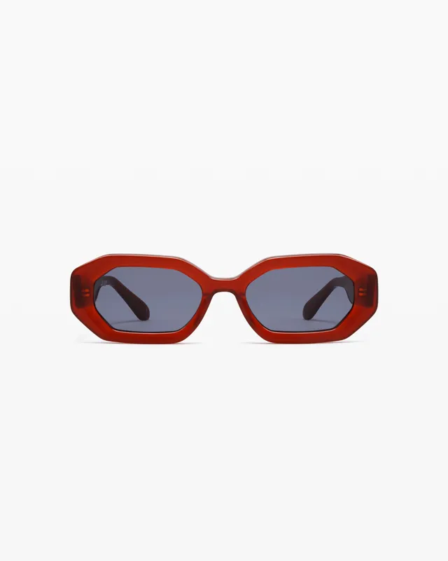jimmy-fairly-la-bacci-lunettes-de-soleil-rectangulaire-rouge-oversize-femme image 1