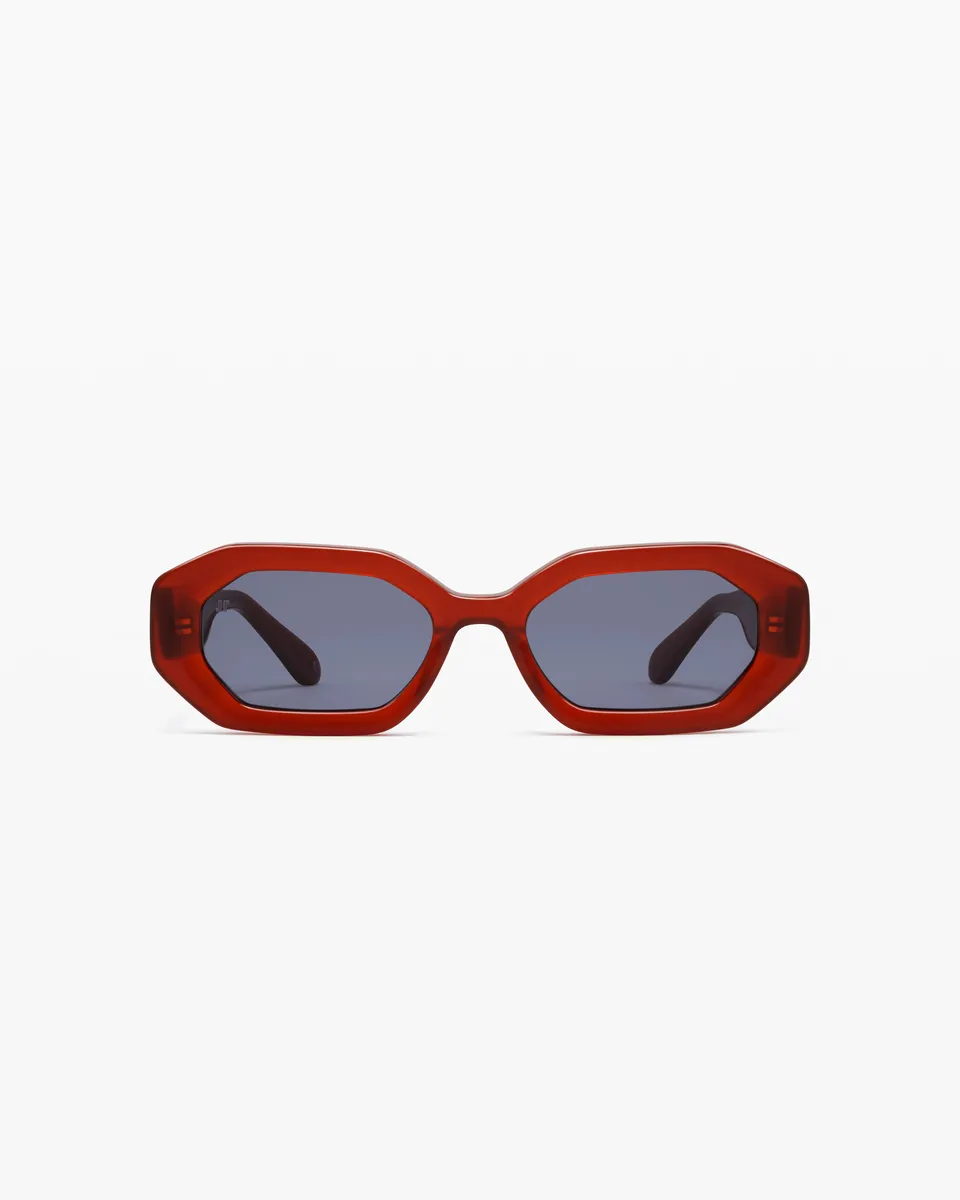 jimmy-fairly-la-bacci-lunettes-de-soleil-rectangulaire-rouge-oversize-femme image 1