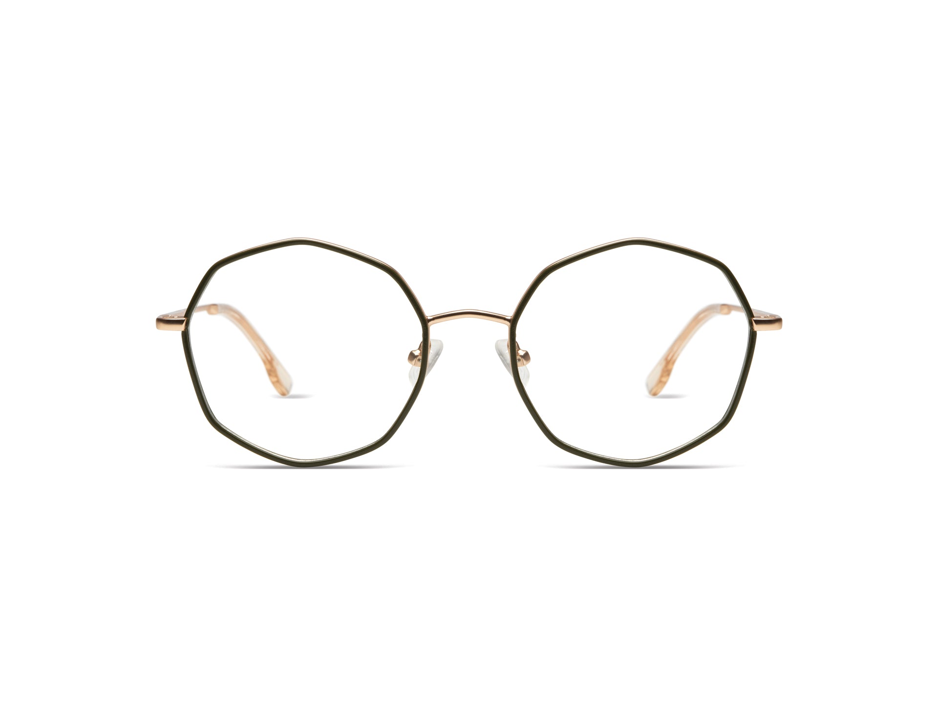komono-sofia-kaki-rose-gold-matte-lunettes-de-vue-octogonales-acier image 1
