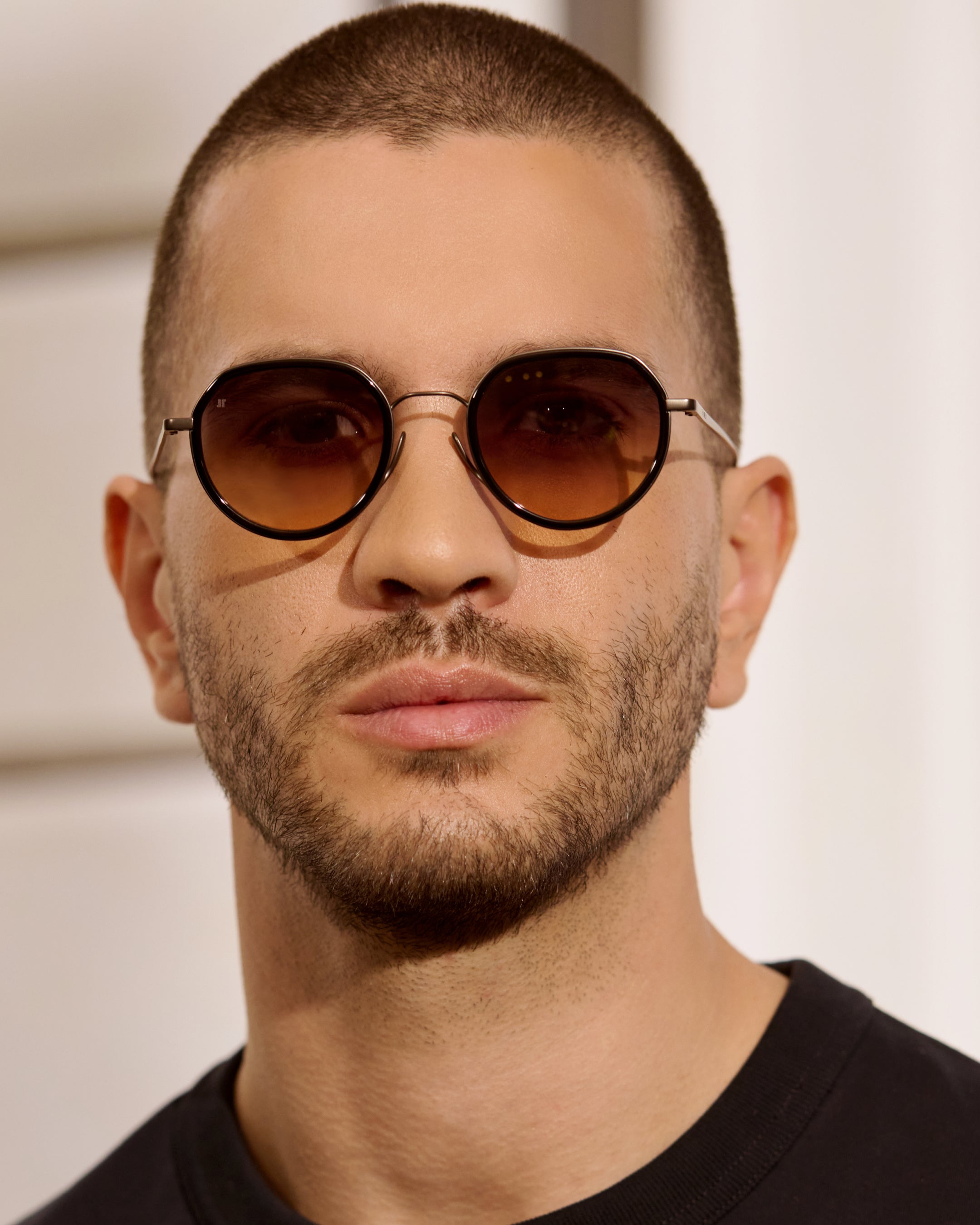jimmy-fairly-la-spiaggia-lunettes-de-soleil-rondes-noires-titane-homme-taille-m image 3