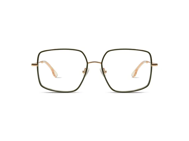 komono-amelia-kaki-rose-gold-matte-lunettes-de-vue-oversize-acier-inoxydable image 1