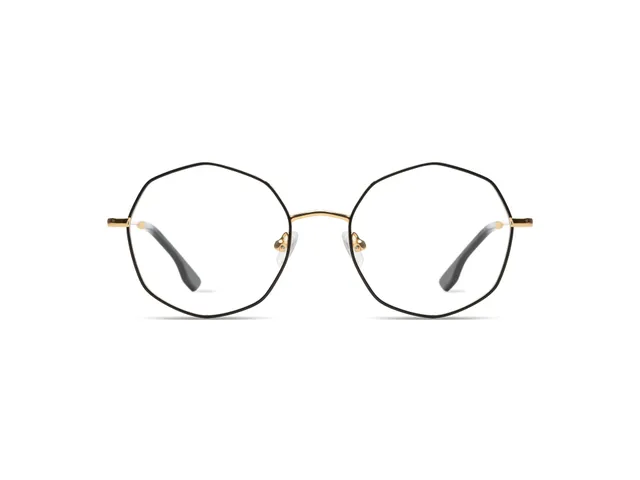 komono-sofia-slims-gold-black-lunettes-de-vue-octogonales-en-acier-inoxydable-do image 1