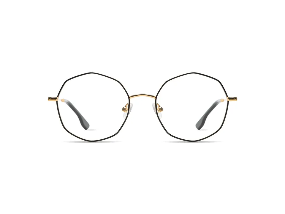 komono-sofia-slims-gold-black-lunettes-de-vue-octogonales-en-acier-inoxydable-do image 1