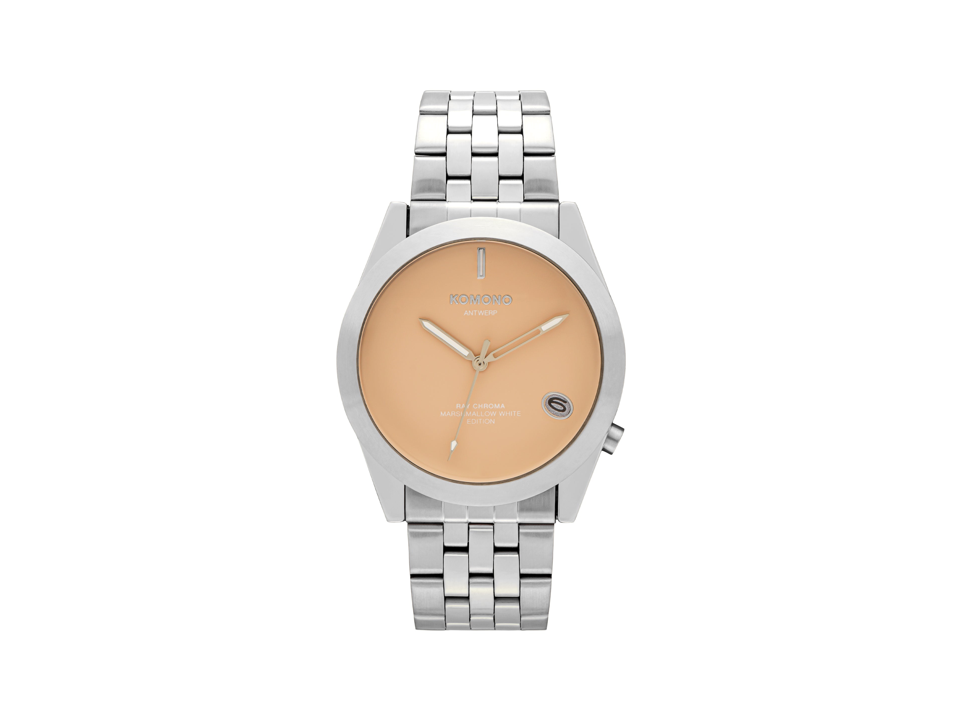 komono-ray-chroma-estate-silver-marshmallow-montre-avec-fen-tre-de-date image 1