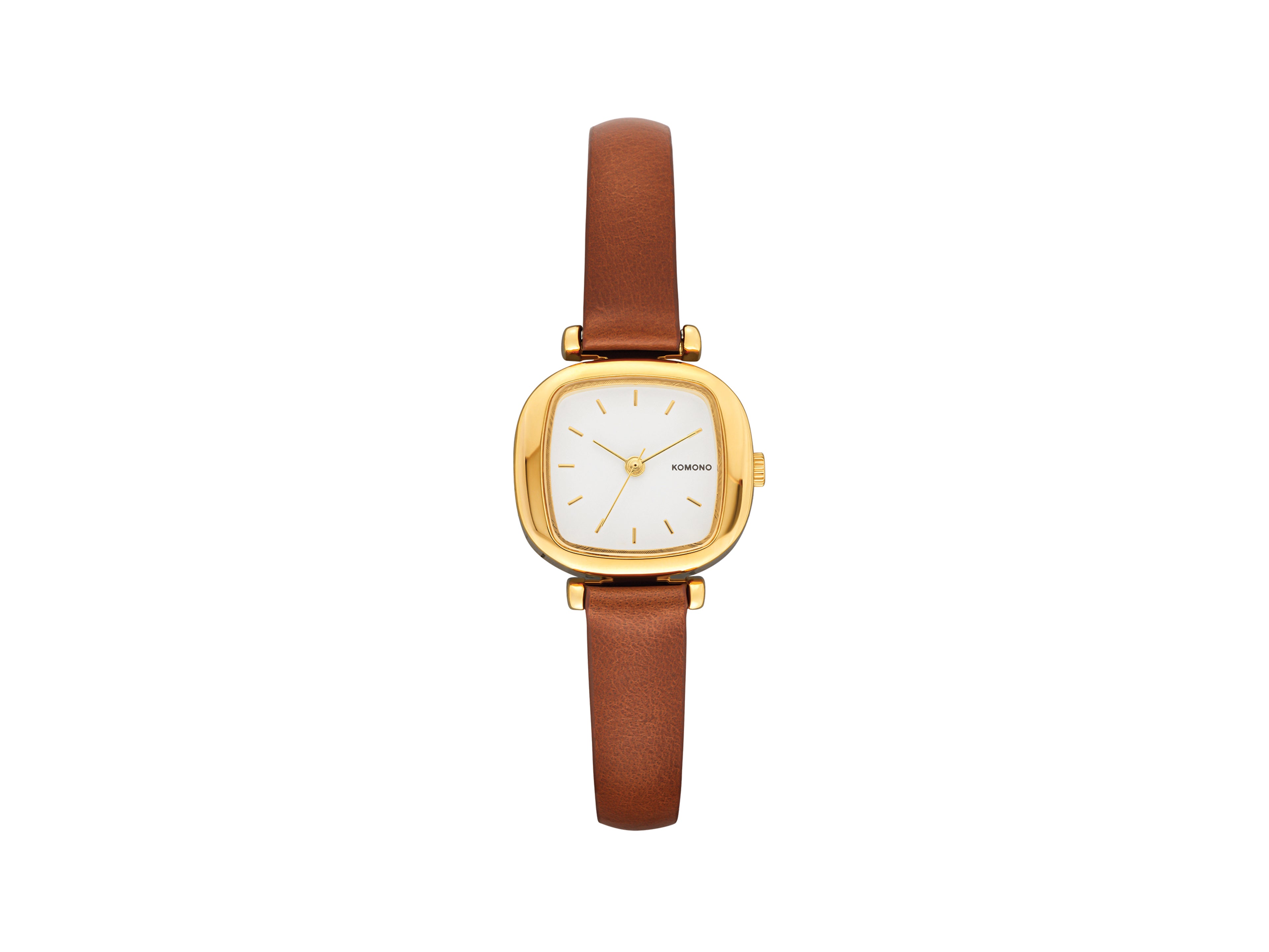 komono-moneypenny-gold-tan-montre-femme-minimaliste-dor-e-bracelet-tan image 1