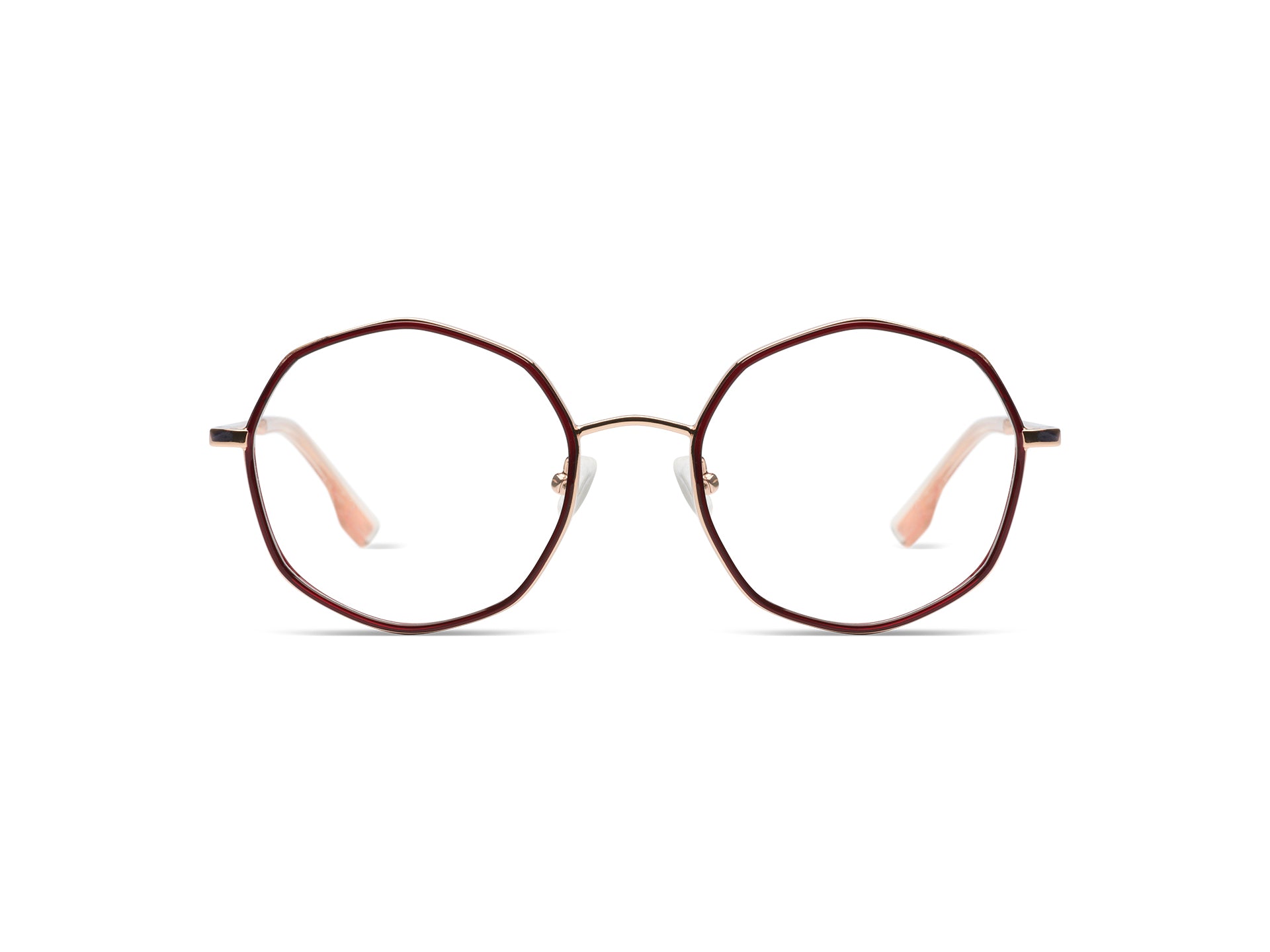 komono-sofia-burgundy-rose-gold-lunettes-de-vue-en-acier-inoxydable image 1